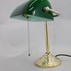 1930s Art Deco Brass  Banker Table Lamp with Glass Shade, Czechoslovakia