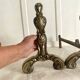 Pair of brass and cast iron fire dogs