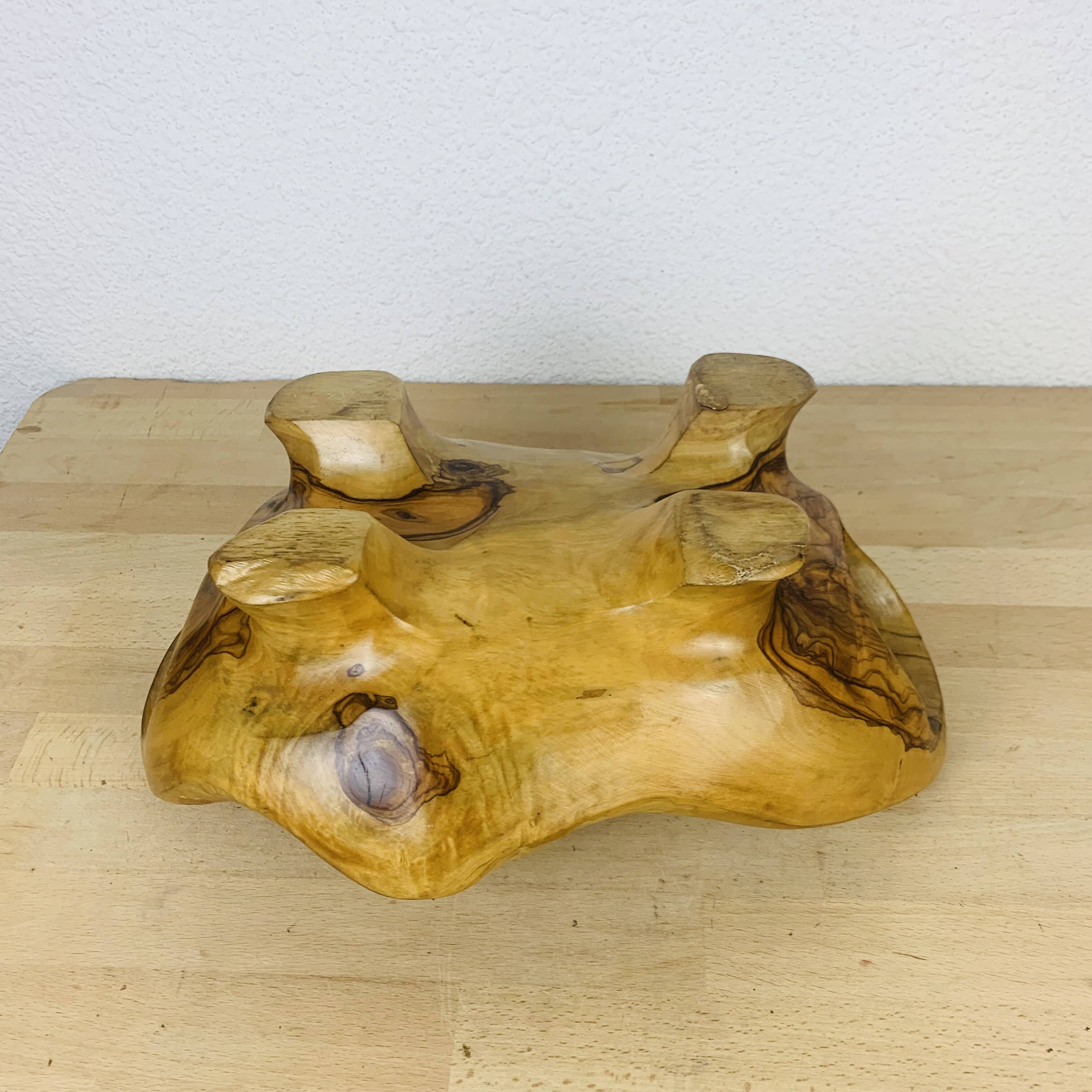 Brutalist olive wood fruit bowl