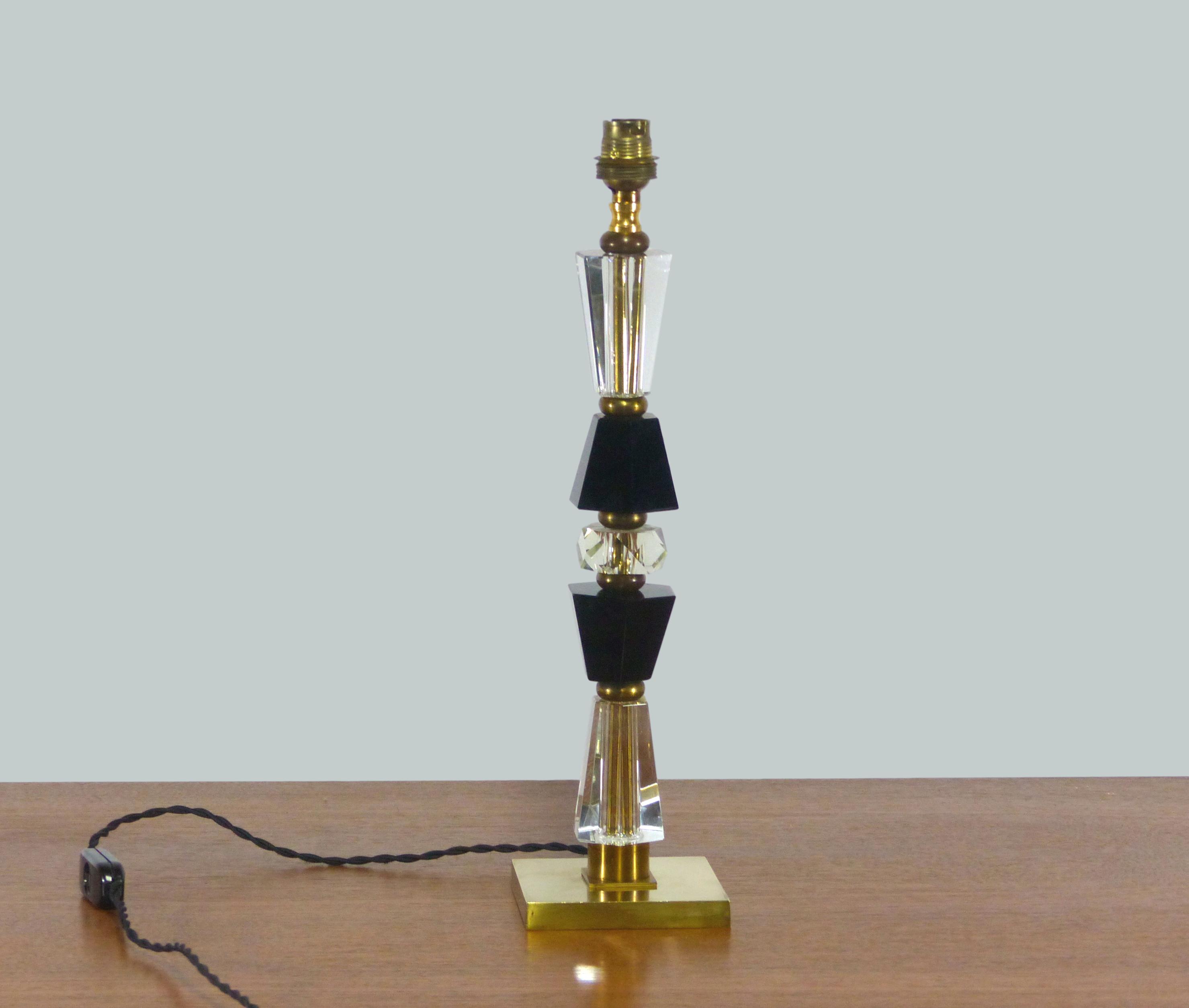 Hollywood Regency lamp foot in vintage crystal