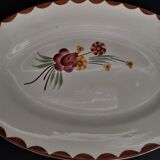 Oval earthenware serving dish HBCM Creil Montereau décor Huguette early twentieth century