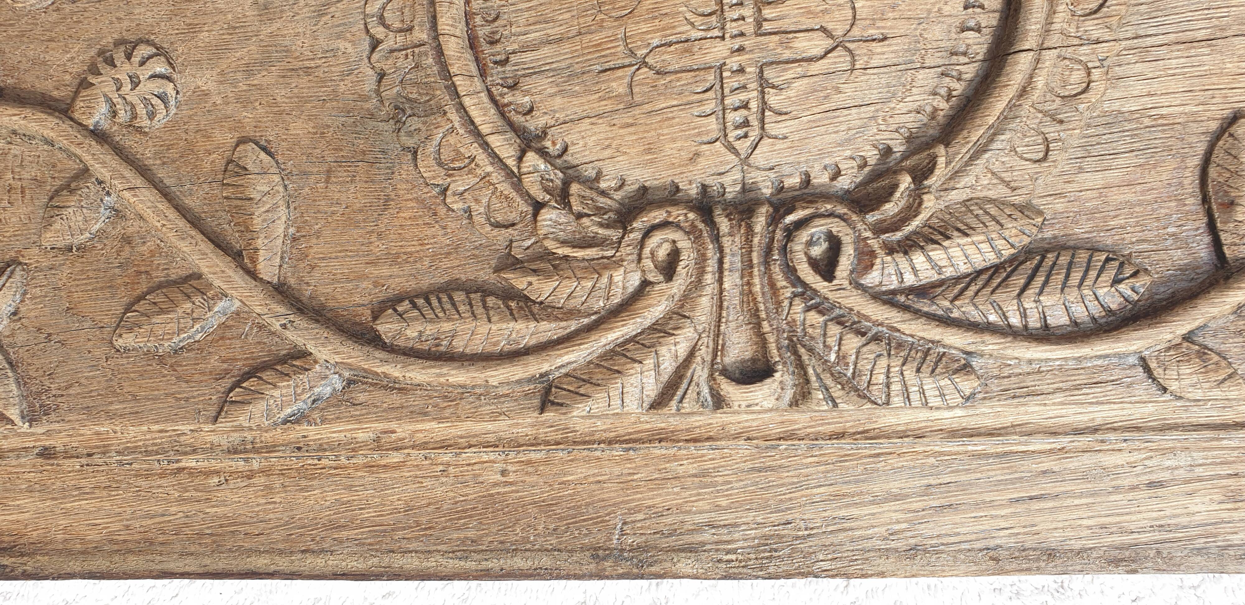 18th century carved wooden plaque bas-relief panel