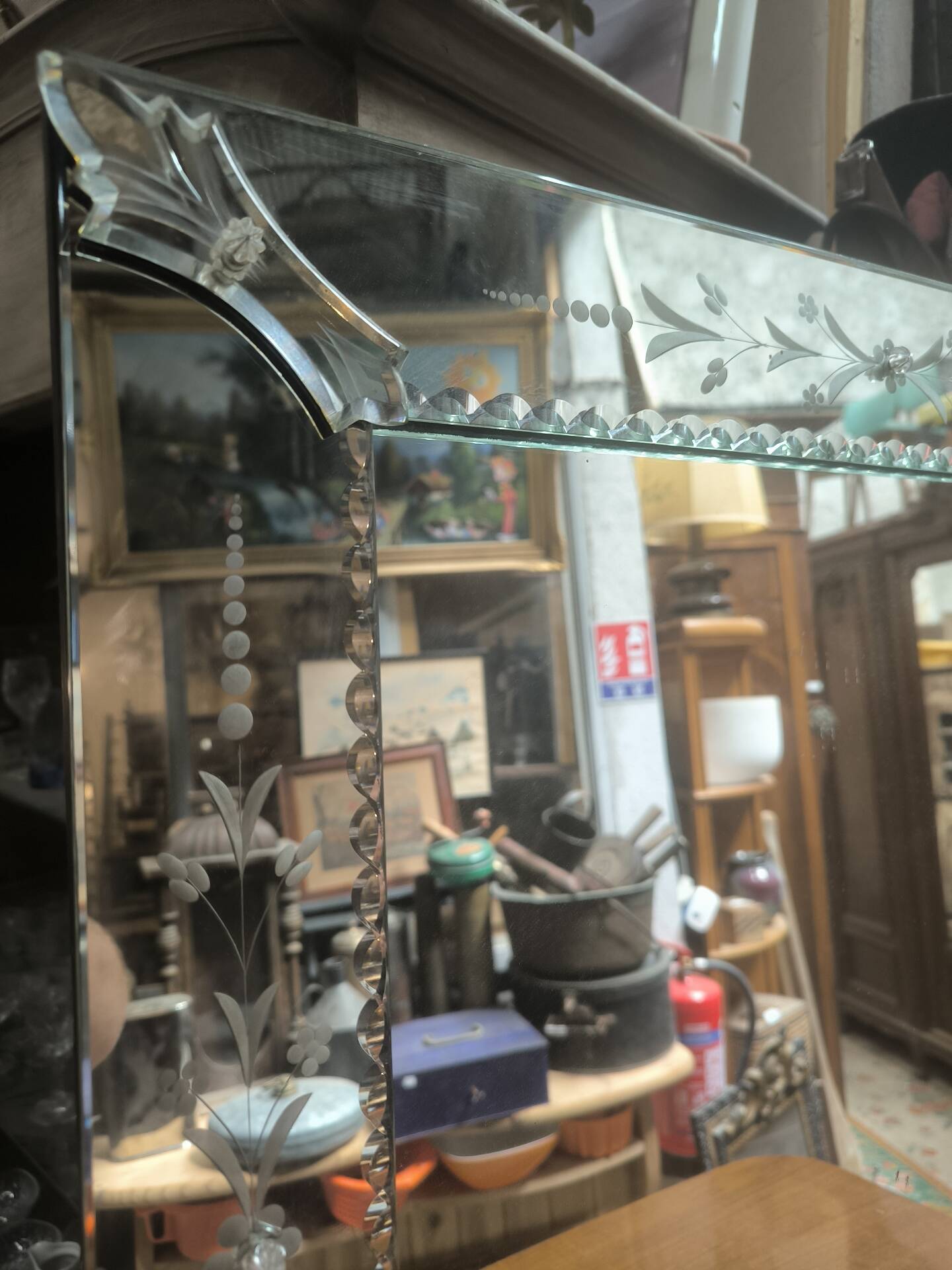 Square Venetian mirror from around 1940.