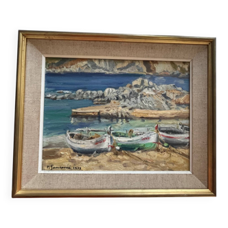 Tableau : huile sur panneau marine