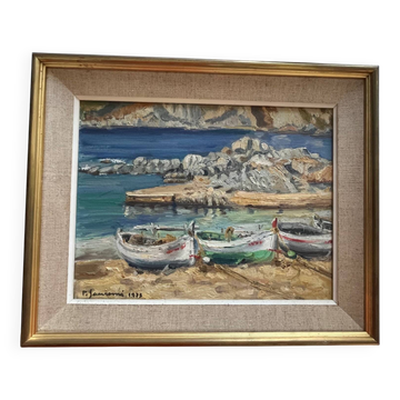 Tableau : huile sur panneau marine