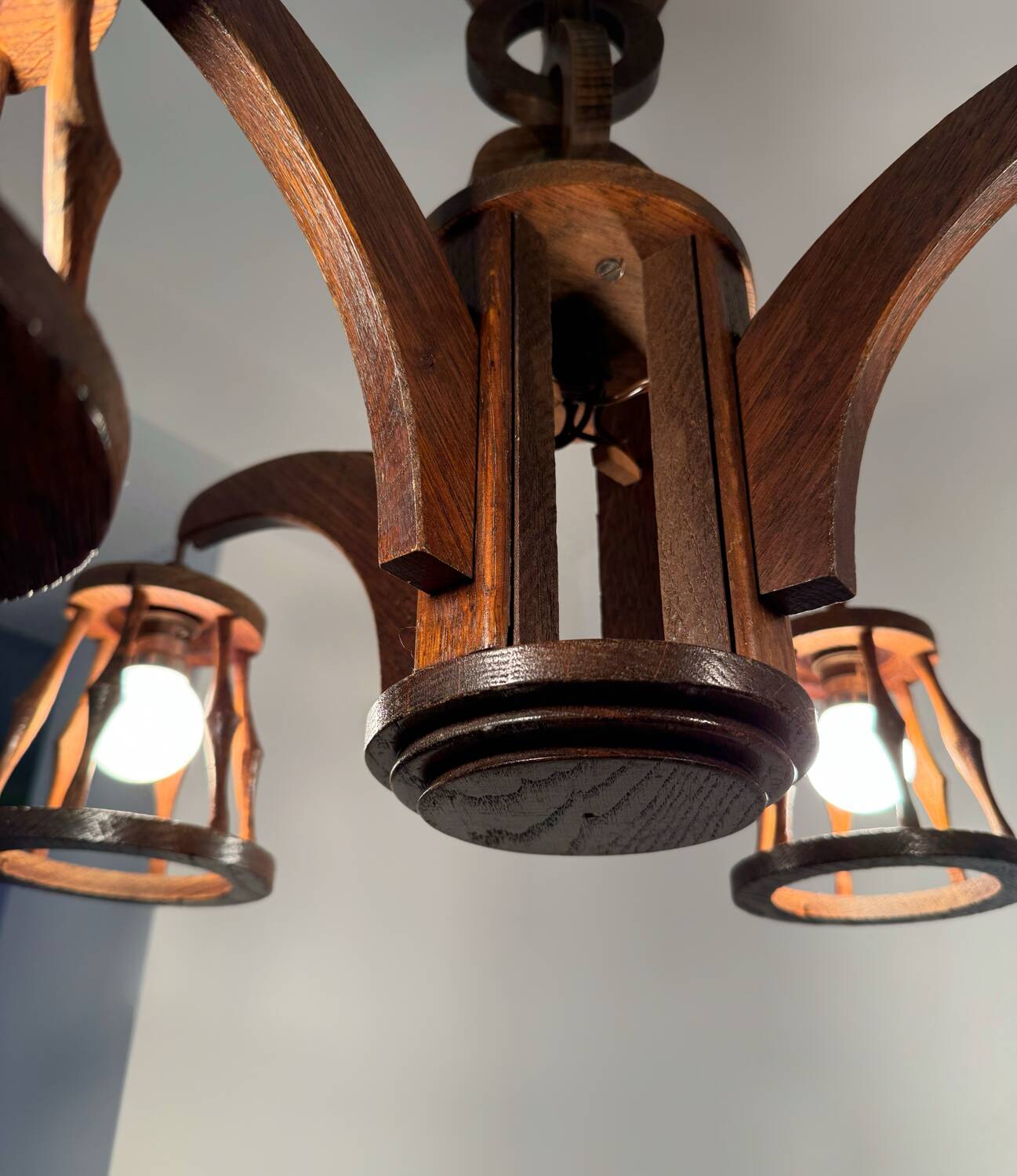 50s wooden chandelier