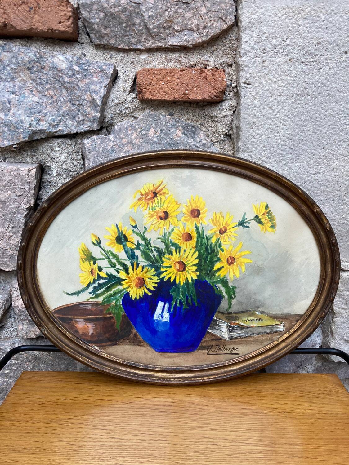 Art Deco still life of yellow daisies