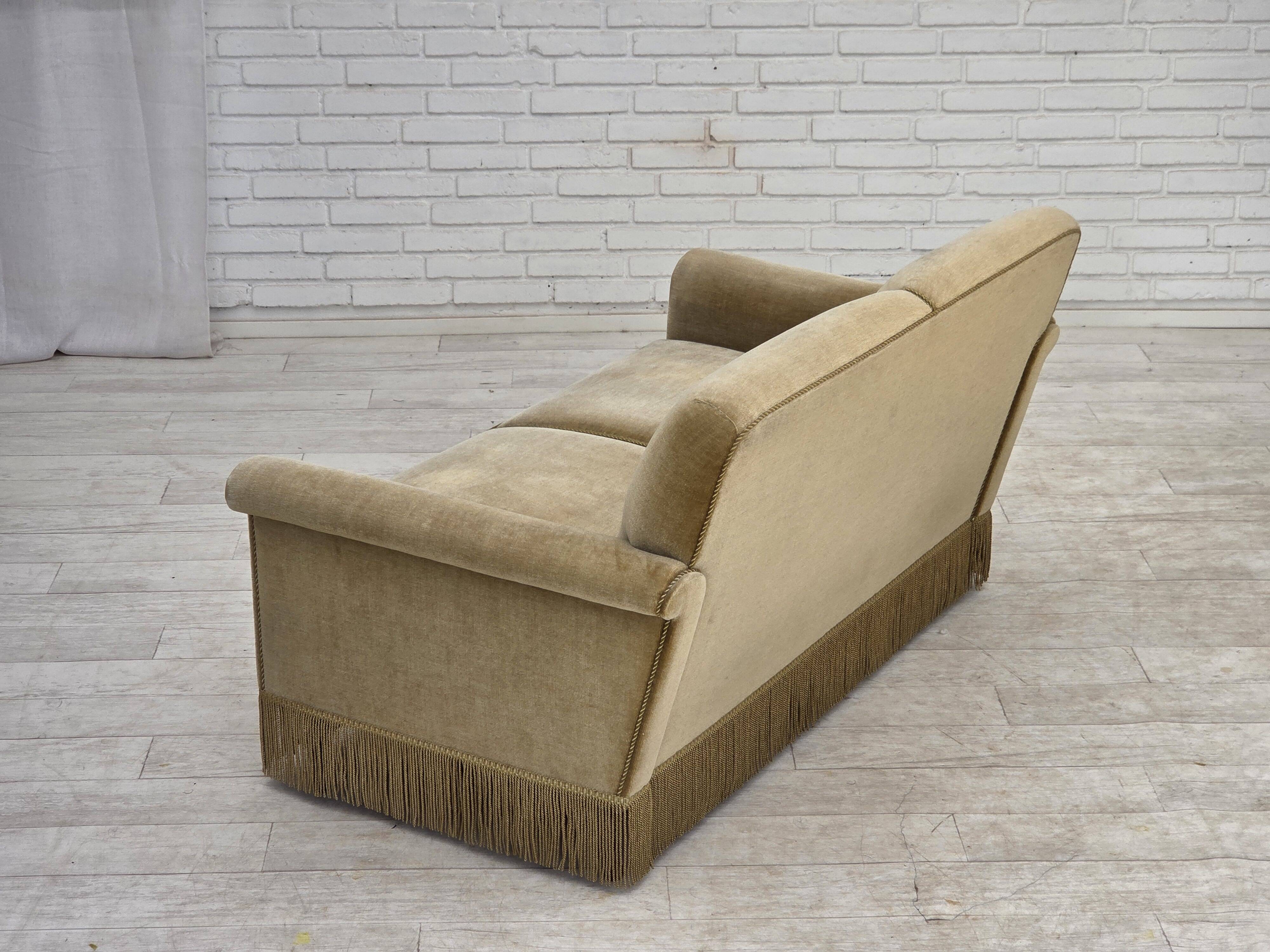 1970s, Danish 2-seater sofa, green furniture velour.