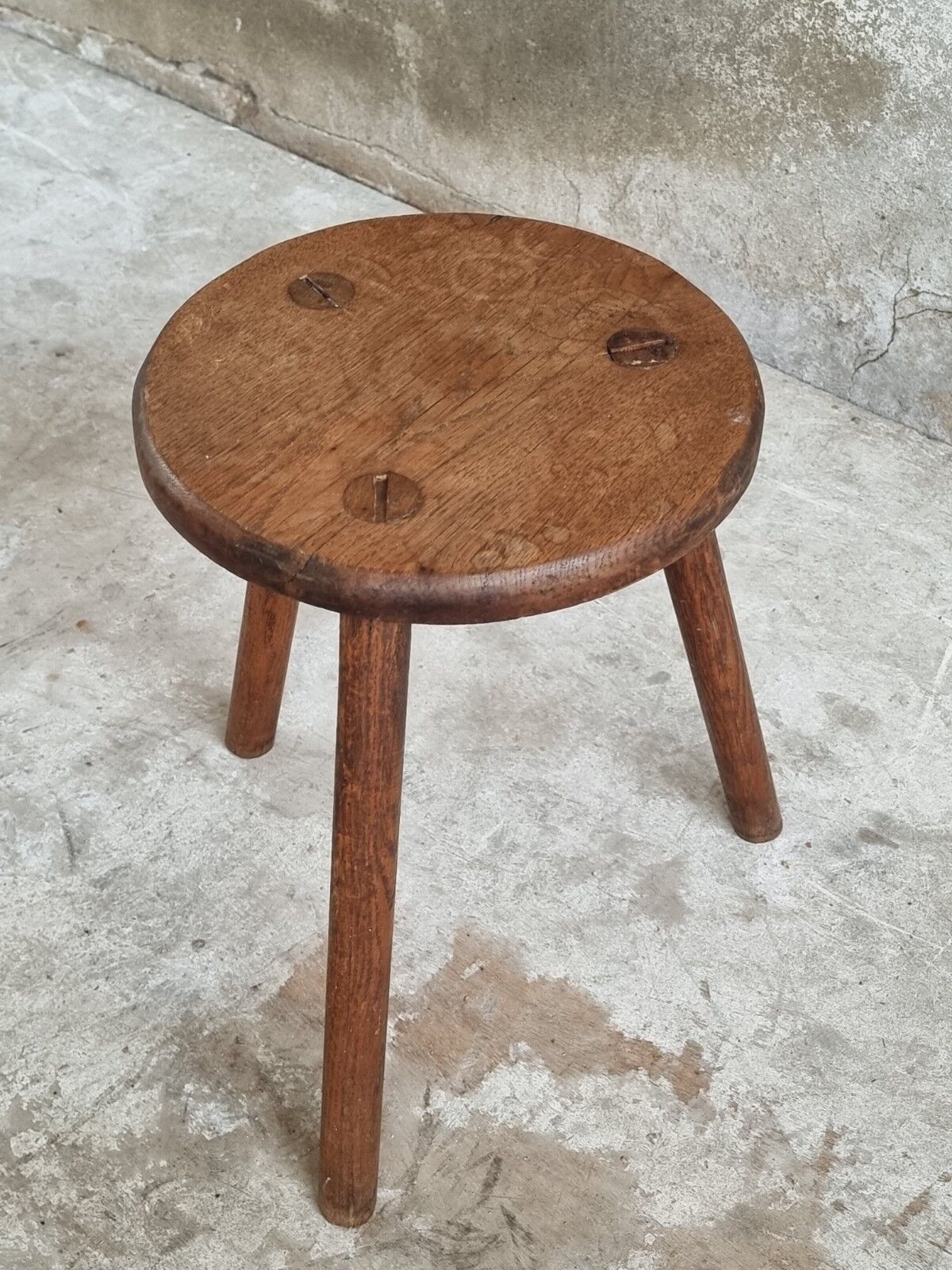Vintage stool side table oak wood
