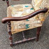 Fauteuil bobine ancien baroque france 17ème siècle tapisserie au petit point