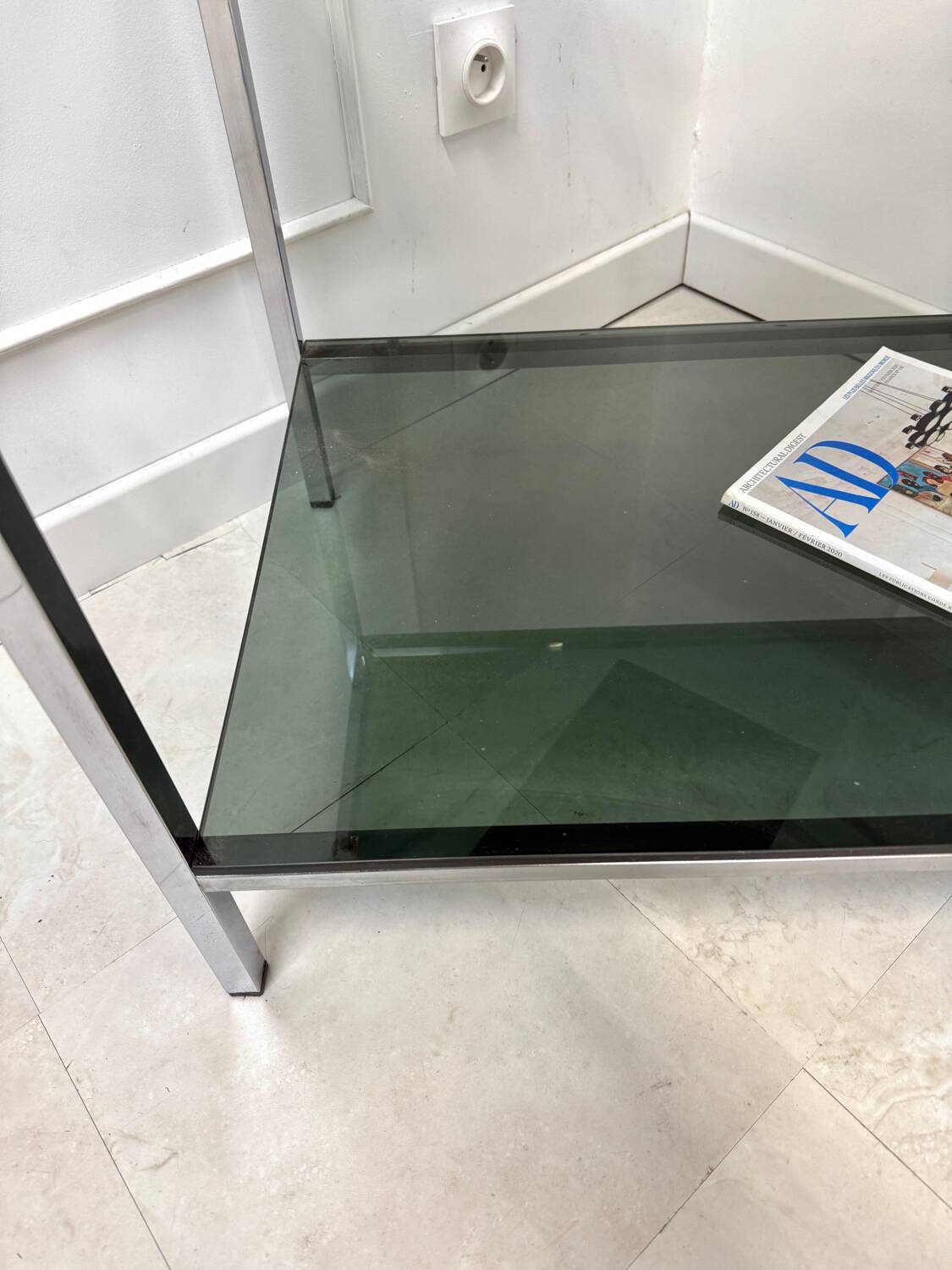 Vintage chrome and smoked glass serving trolley