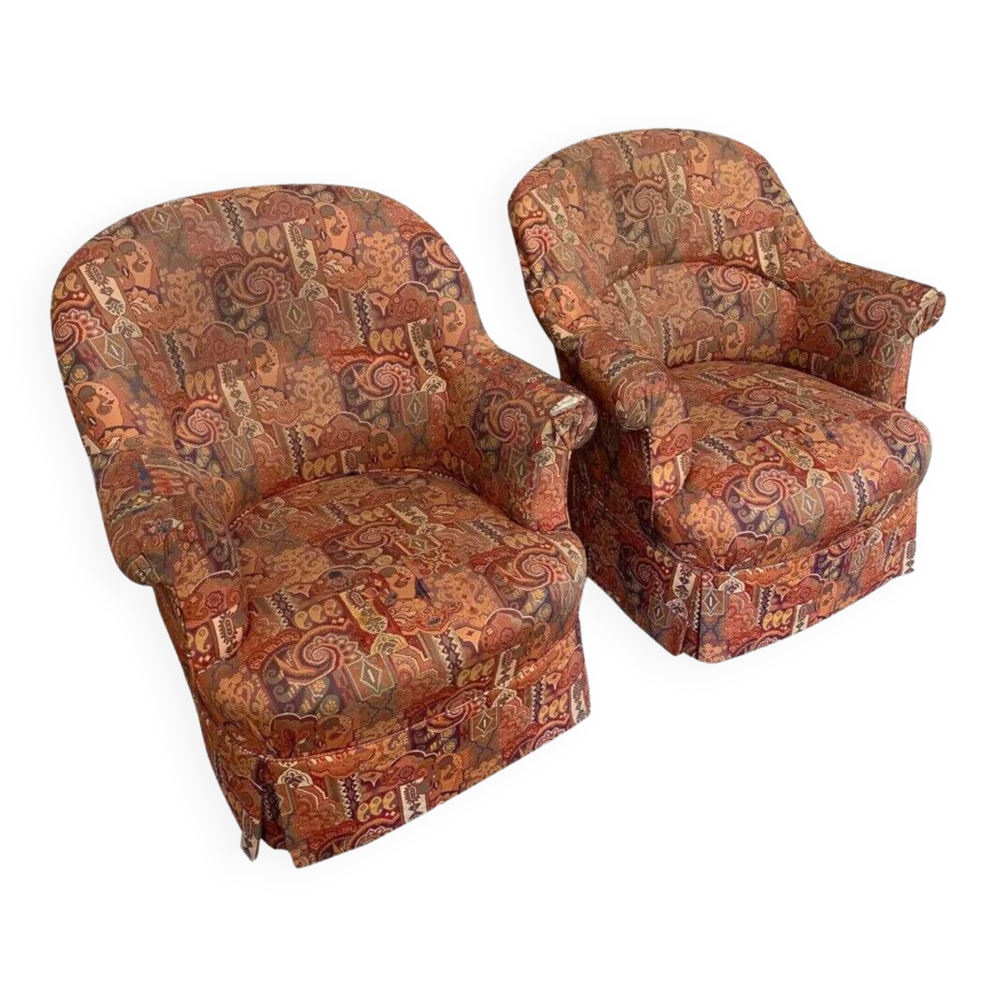 Pair of Napoleon III period toad armchairs