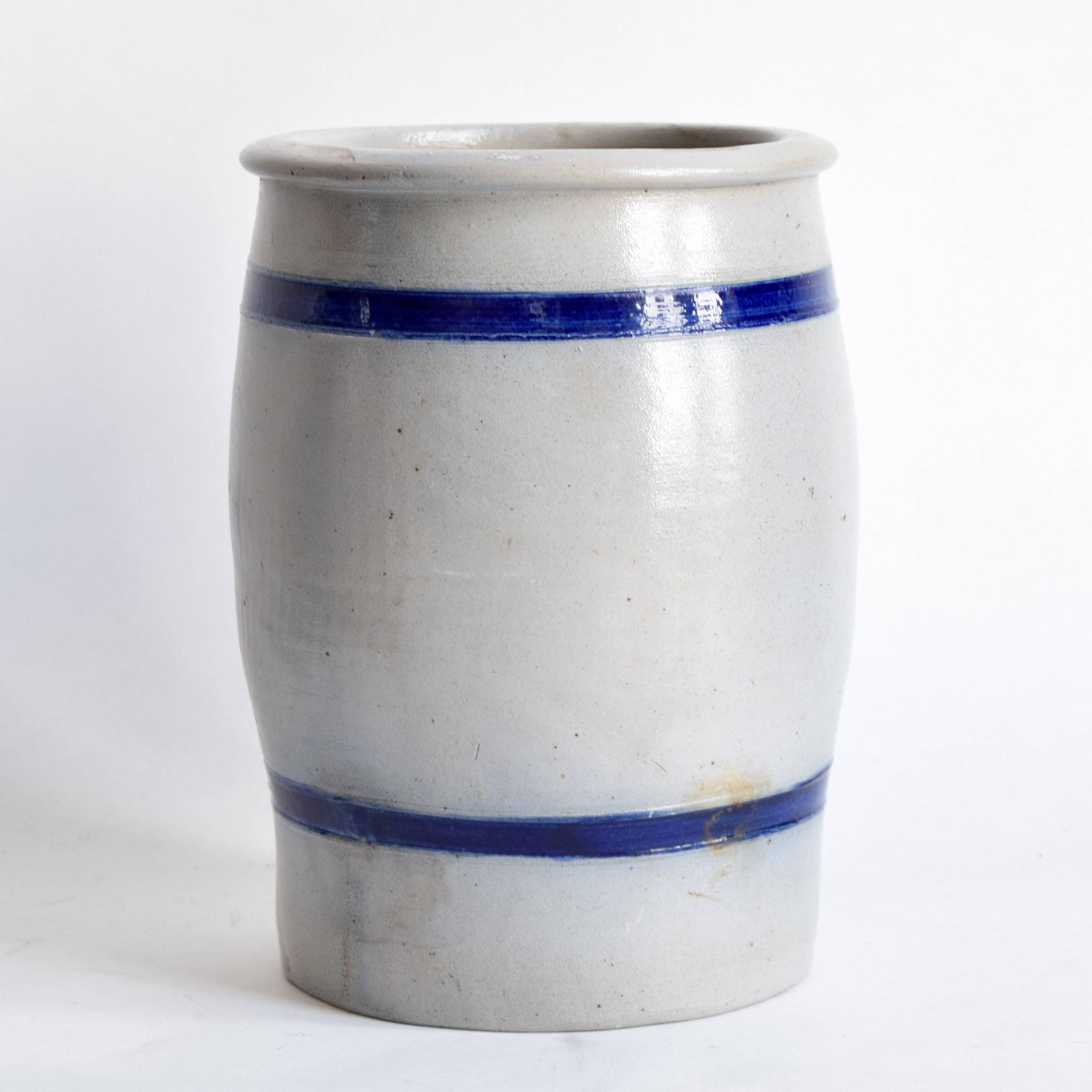 Old large glazed stoneware pot - Mustard L'Impériale.