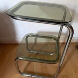 Vintage chrome and glass side table