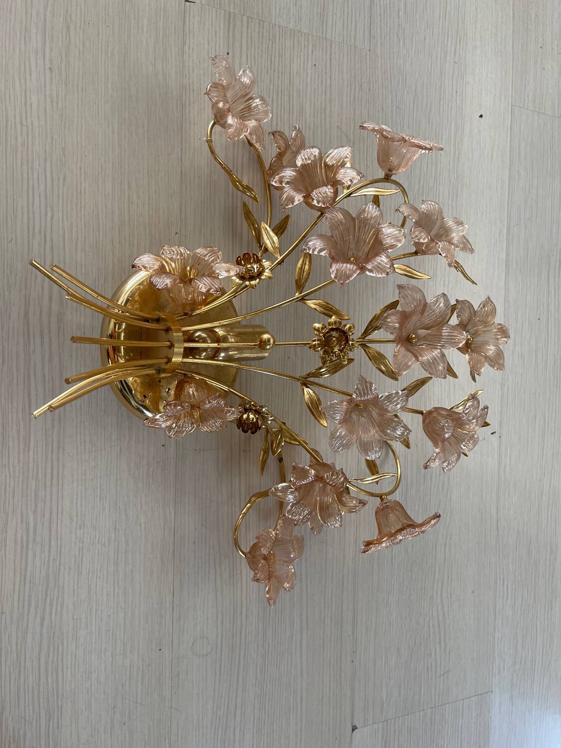 Large Single Pink Murano Flower Sconce 1980’s