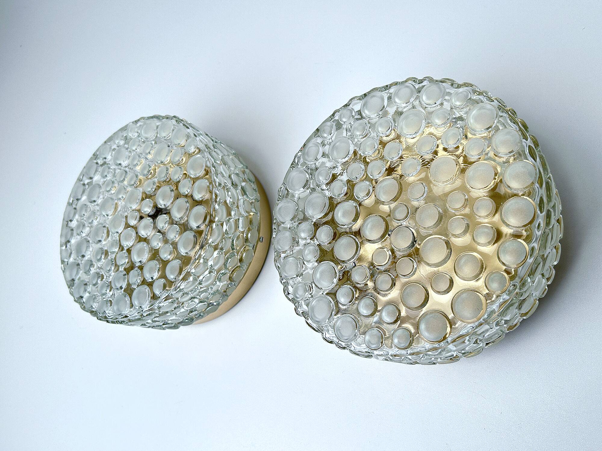 Paire d'appliques vintage en verre à bulles