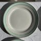 Set of 7 antique flat plates in turquoise earthenware with a gold rim D22