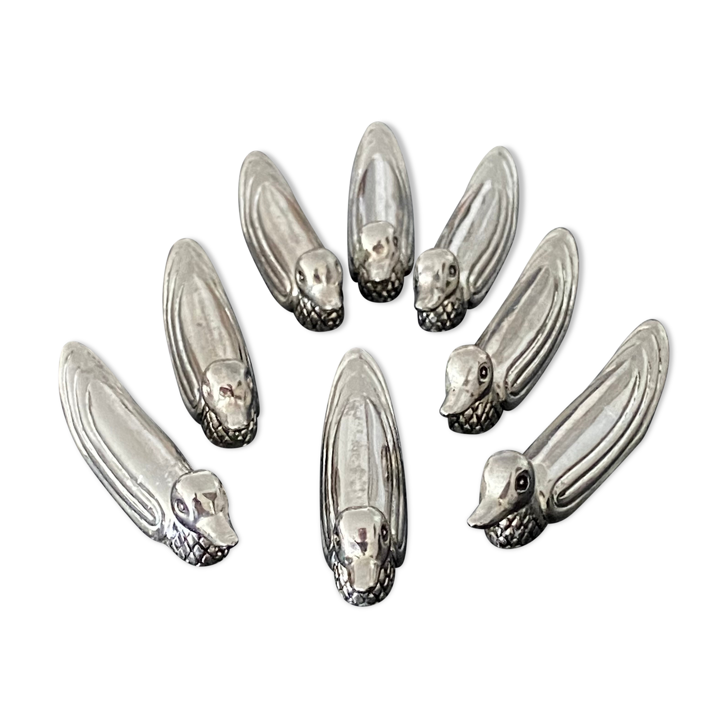 8 knife holders art deco style duck shape metal