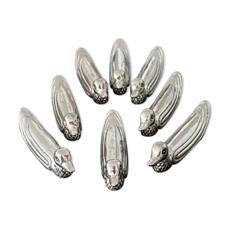 8 knife holders art deco style duck shape metal