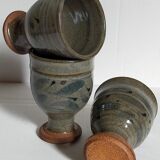 Trois tasses de potier en grès émaillé vintages