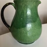 Vase pichet Etienne Noël à Dieulefit terre vernissée verte 1940