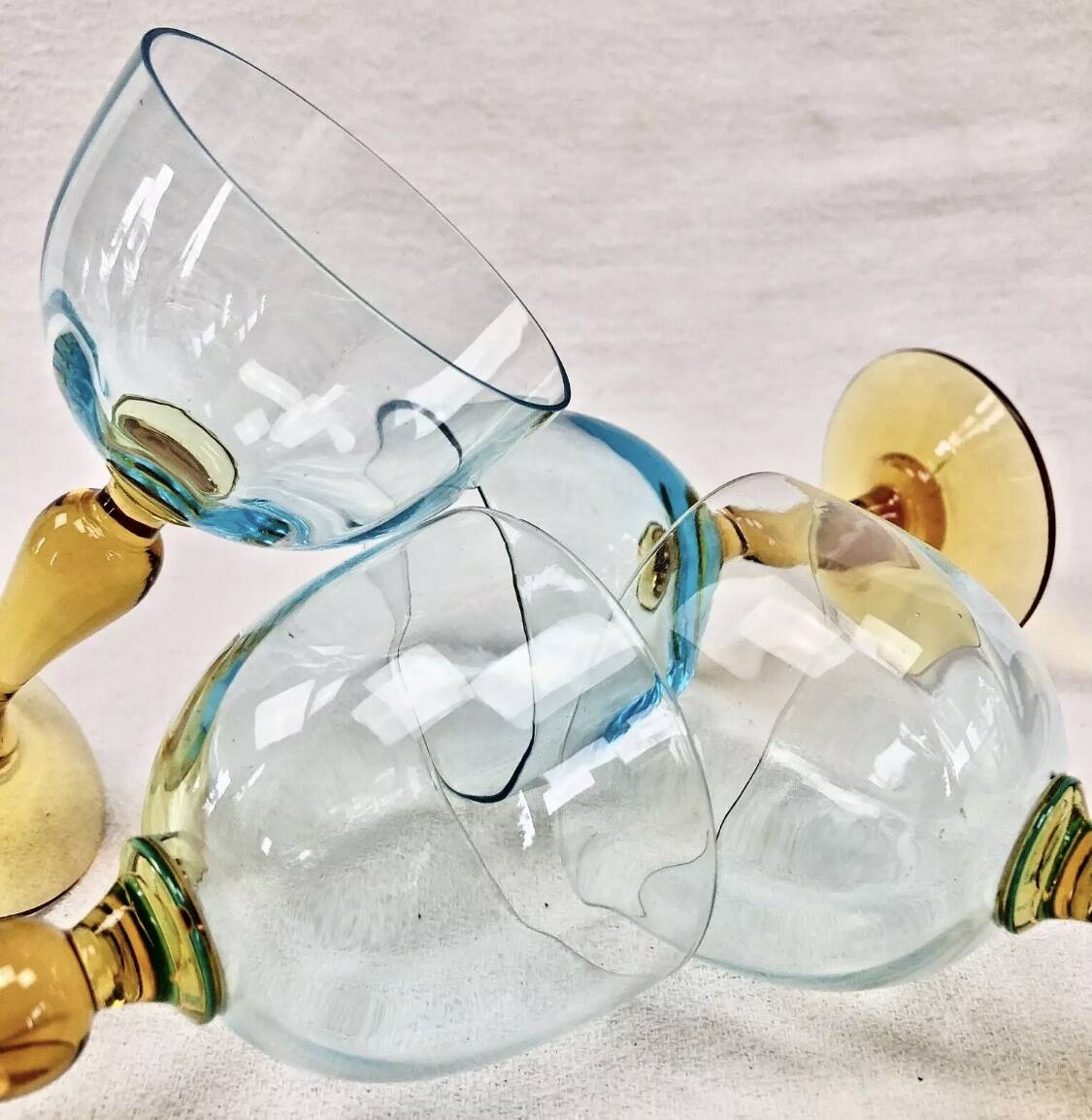 4 old two-tone George Sand wine glasses