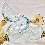 4 old two-tone George Sand wine glasses