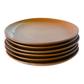 Set of 6 flat stoneware plates, 1970 - 24 cm