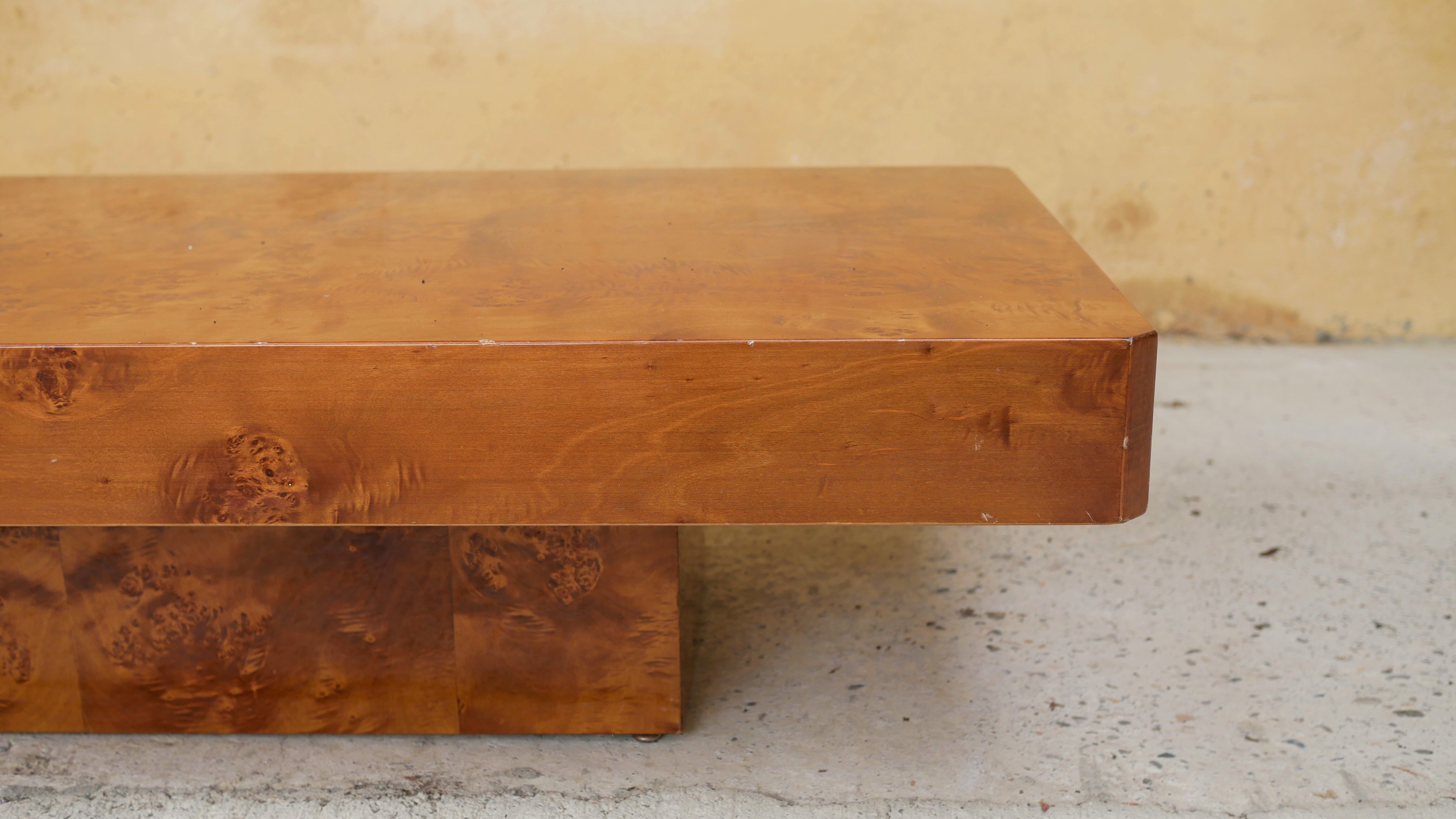 Vintage coffee table in elm magnifying glass