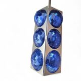 Blue glass / chrome hanging light / 1980s / Temde Swiss