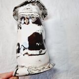 Rare Brutalist style vase in porcelain so fine and shiny it looks like millet glass