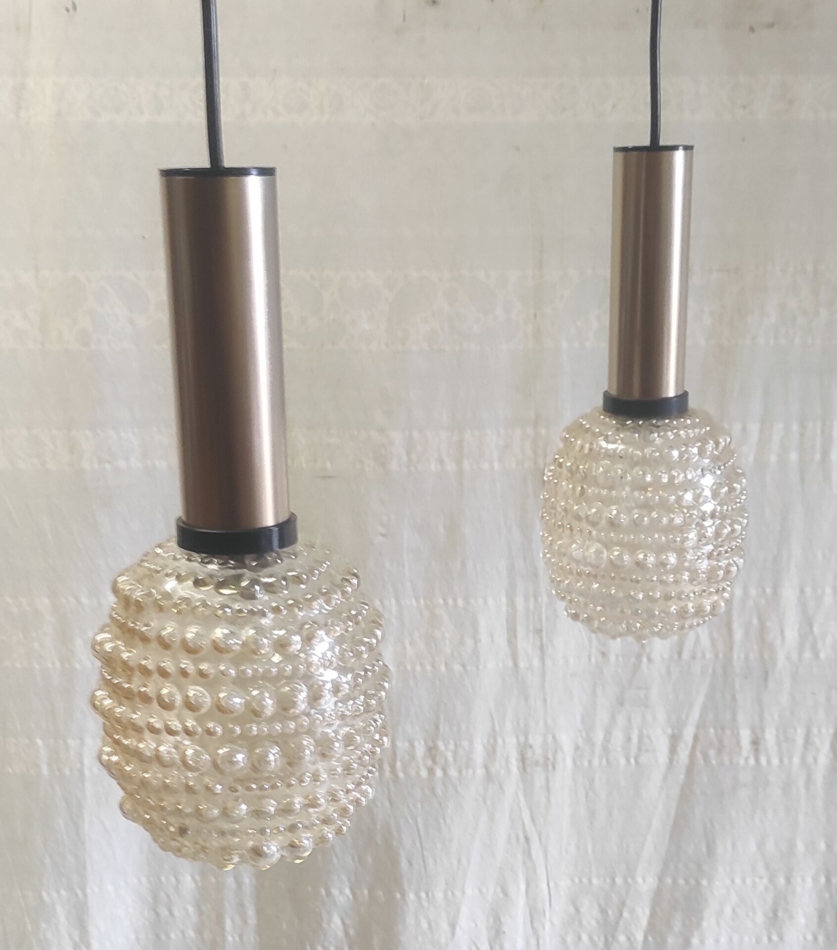 Suspensions design en verre ambré style H. Tynell - années 70
