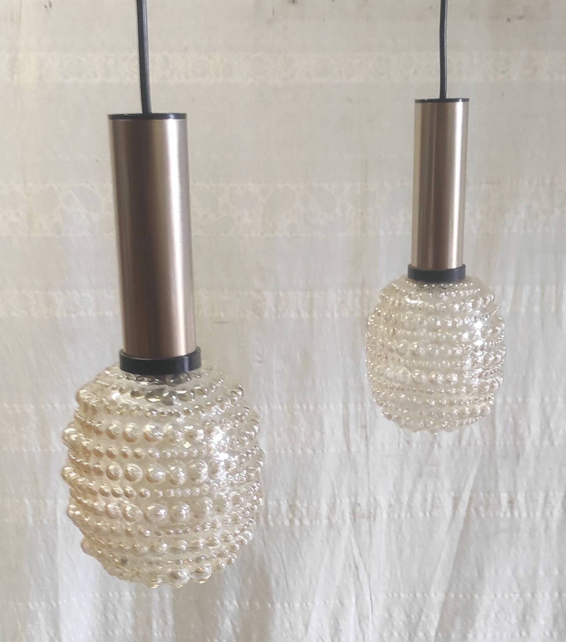 Suspensions design en verre ambré style H. Tynell - années 70