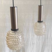Suspensions design en verre ambré style H. Tynell - années 70