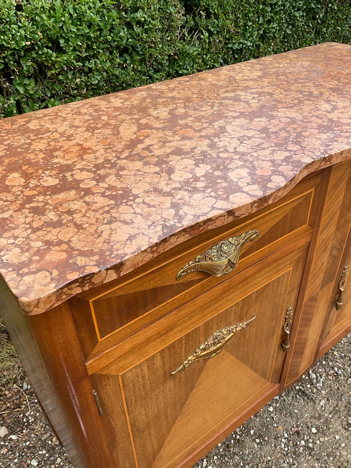 Marquetry and marble sideboard
