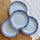 4 antique flat plates from Sarreguemines U&C in the Mimosa blue pattern.