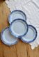4 antique flat plates from Sarreguemines U&C in the Mimosa blue pattern.