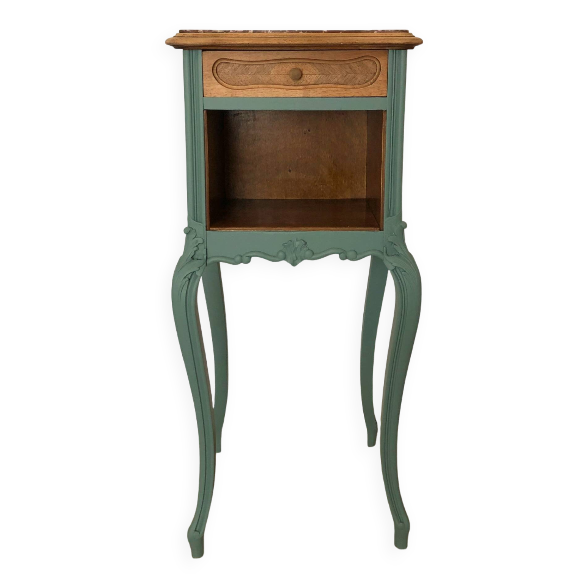 Louis XV style bedside table in celadon green
