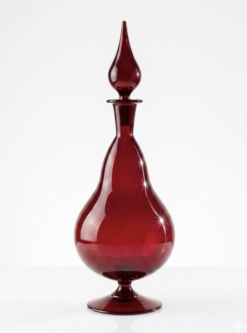 Large Empoli red blown glass carafe / Genie Bottle