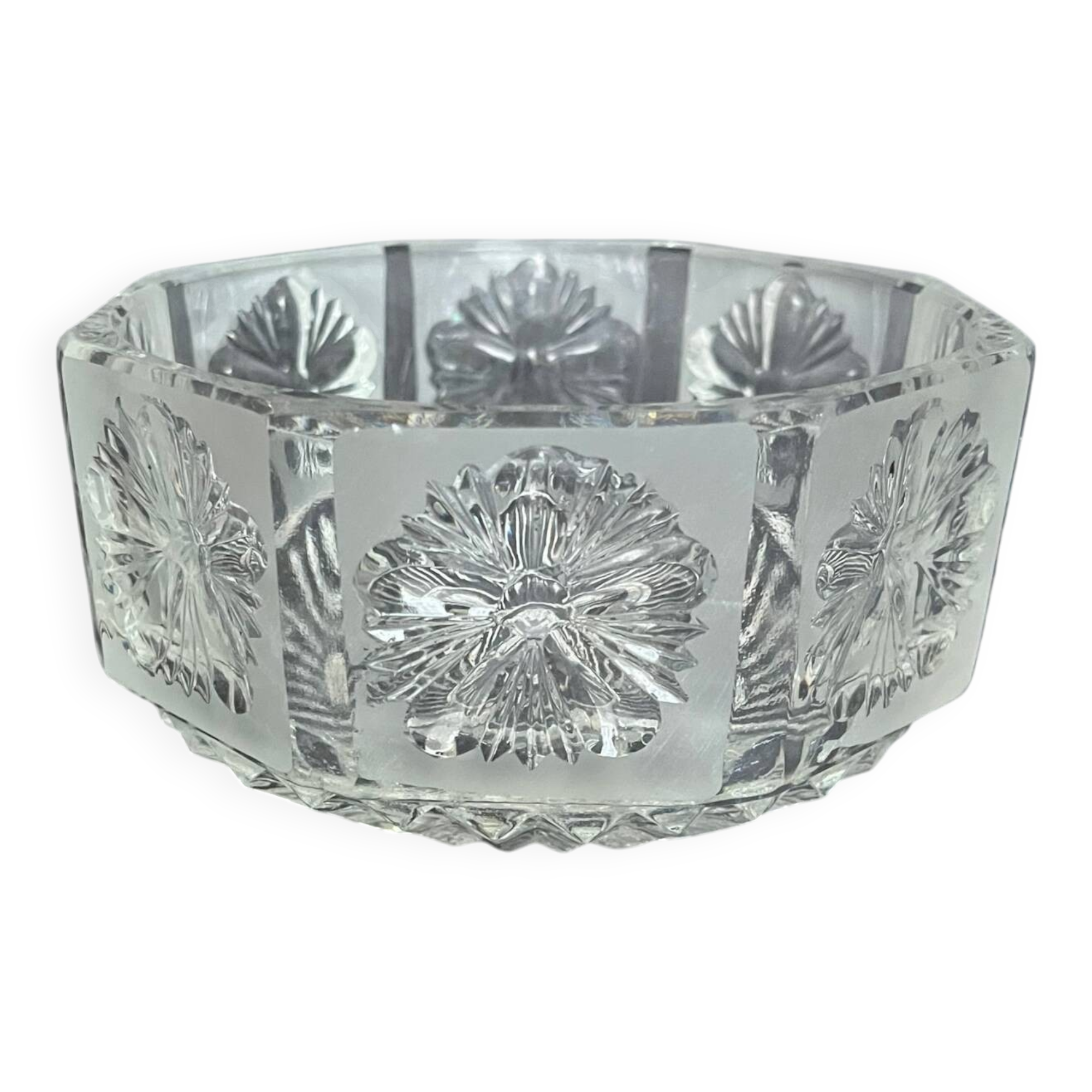 Octagonal cut crystal bowl