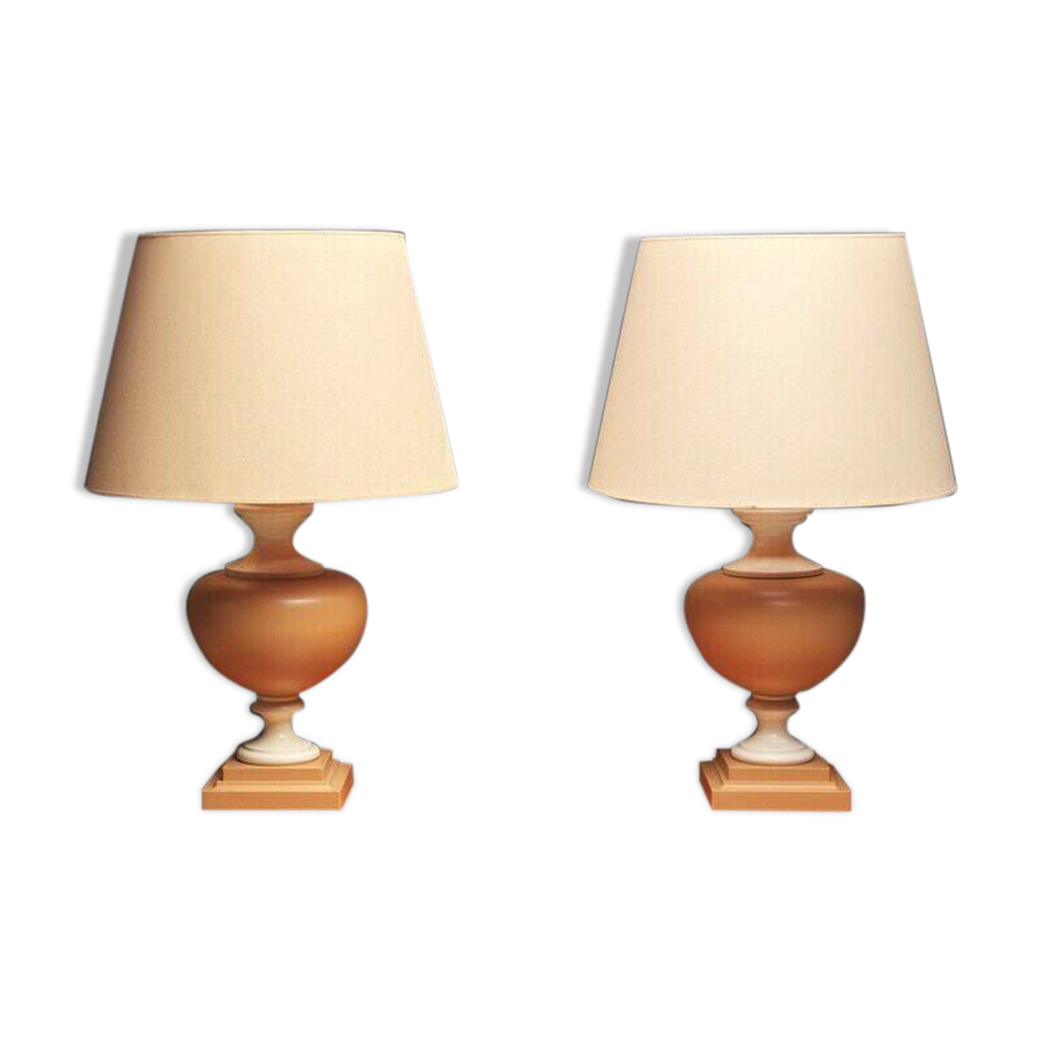 Pair of Tertre 1980 double patina resin lamps
