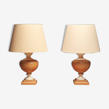 Pair of Tertre 1980 double patina resin lamps