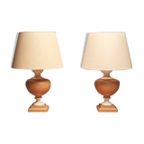 Paire de lampes en résine Tertre 1980 double patine