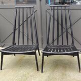 Pair of Low Chairs Low Chairs Scandinavian Design Wooden Armchairs