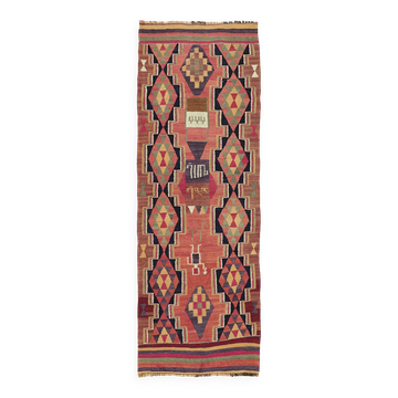 Tapis kilim vintage Herki tissé à la main en Turquie 100 cm x 270 cm