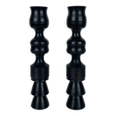 Pair of vintage ethnic blackened wood candlesticks