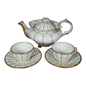 Théière & 2 tasses en belle porcelaine