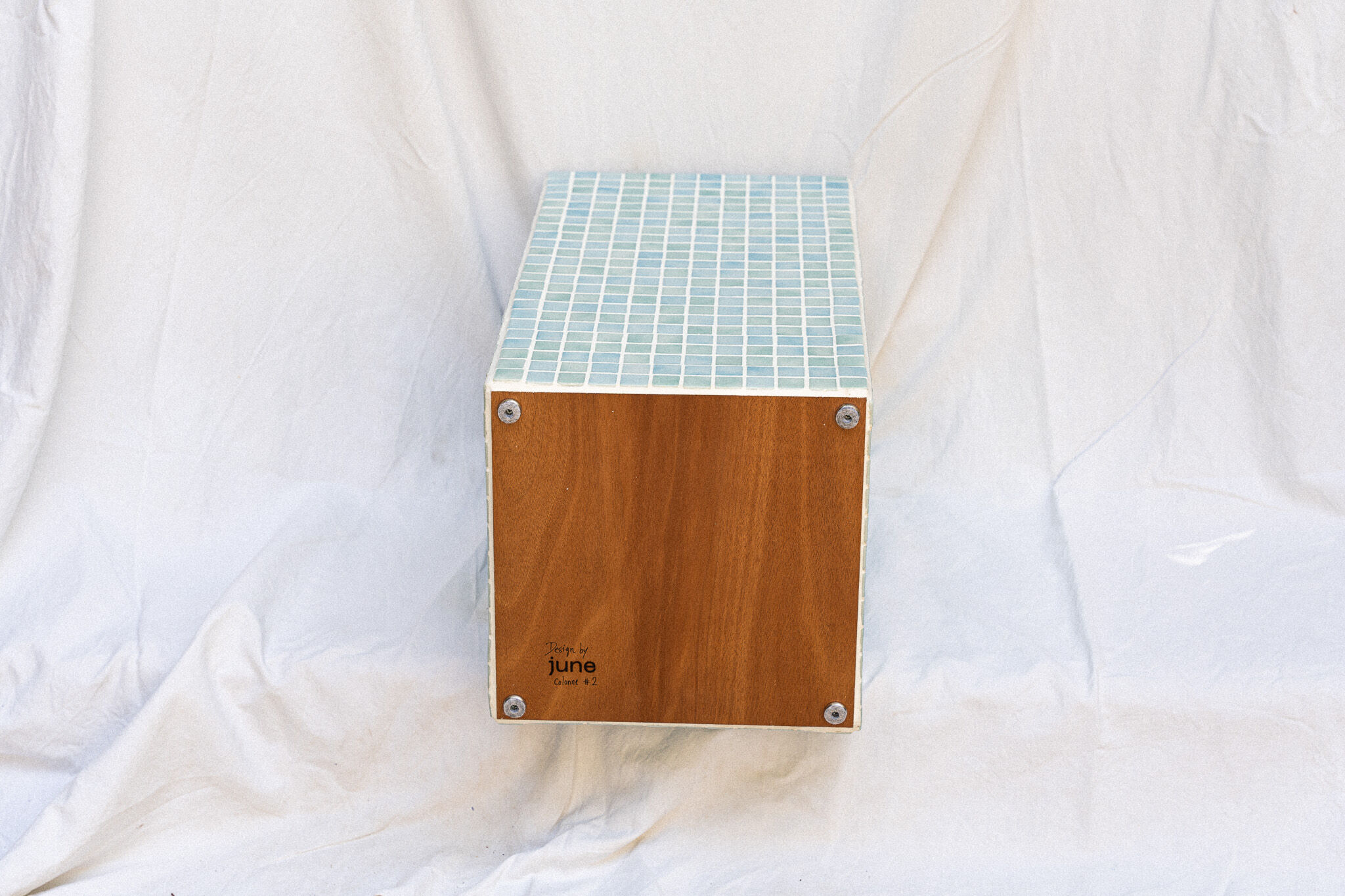 Blue/green column side table 64x32 cm
