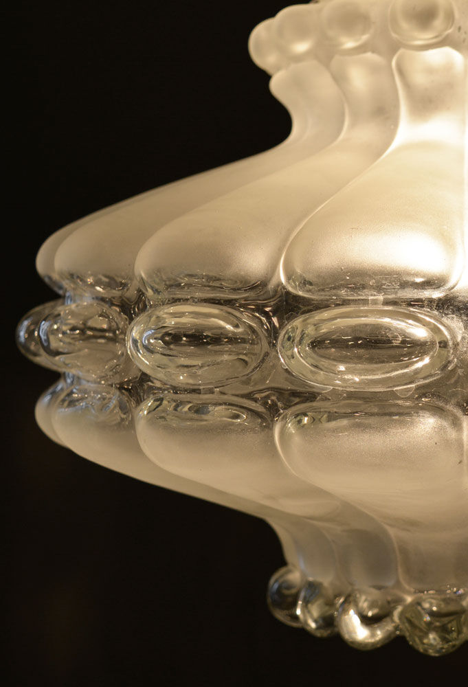 Original Vintage 1960's Lobed Glass Pendant Light