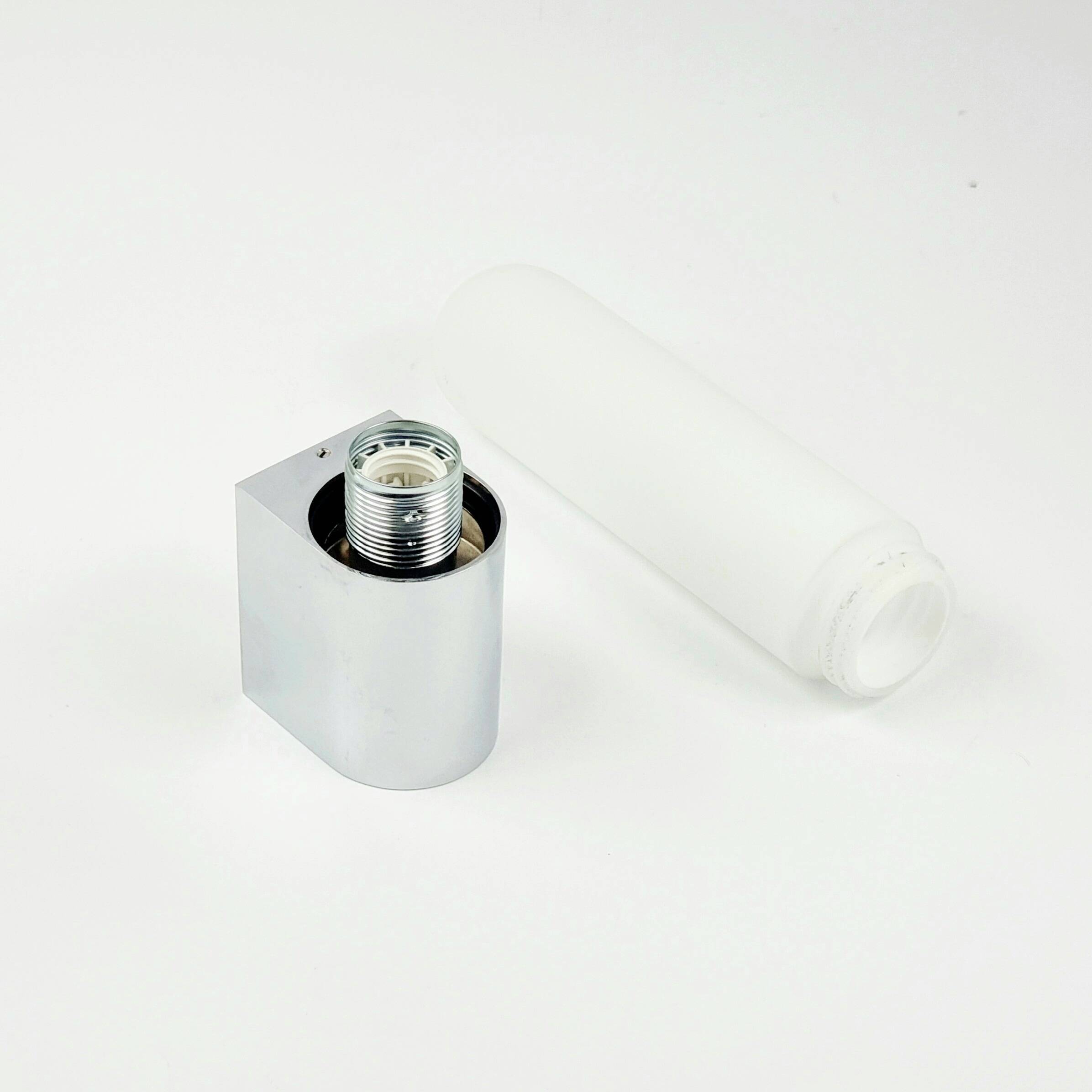 Pair of Mid-Century Opaline Glass & Chrome Wall Lights from Limburg, 1970s